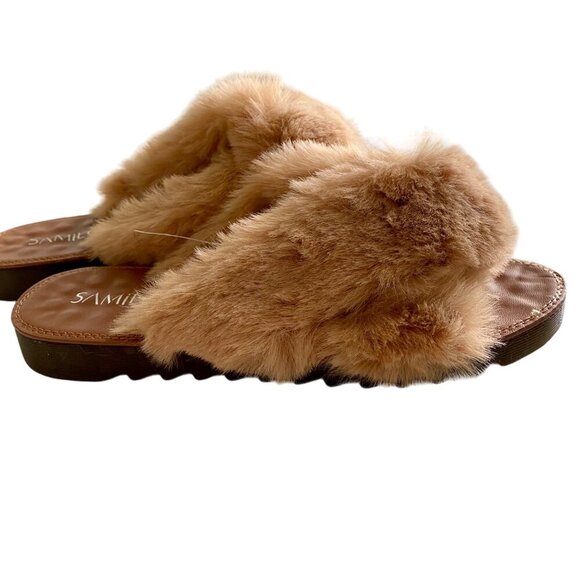 Samilor Fluffy Criss Cross Slippers Women's Size 7/8 NEW NWT - Picture 2 of 12